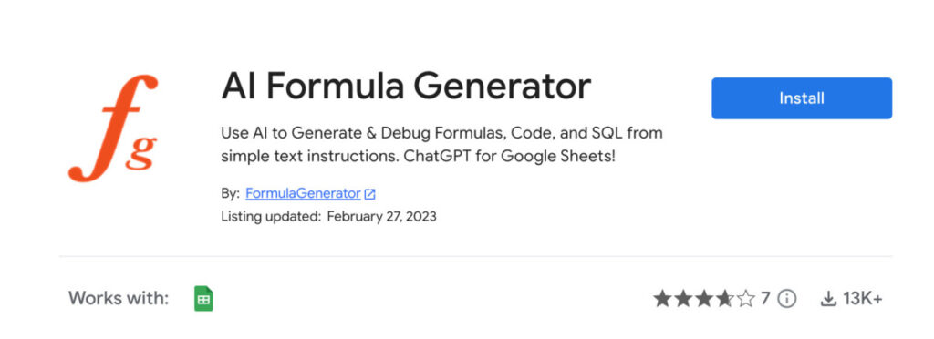 excel formula generator