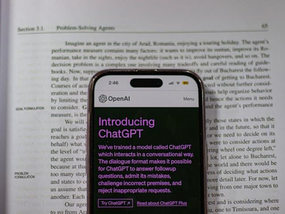 photo of chatgpt webpage displaying AI-generated text open on iphone