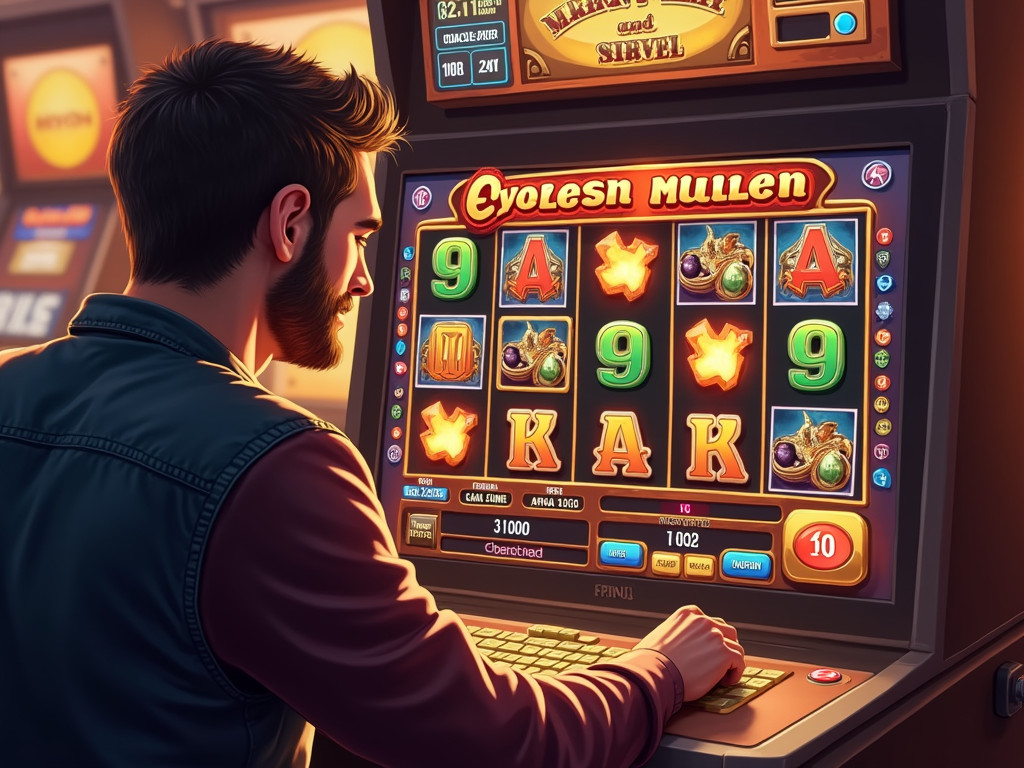 a man playing an online slot game