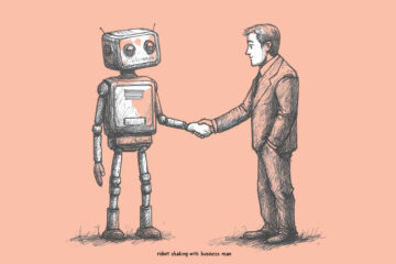 A business man and a robot shaking hands (Overchat.ai: The Ultimate AI Companion for Modern Professionals)