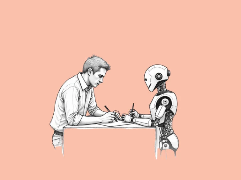 A robot assiting a writer to illustrate the topic 'Sudowrite Review: A Writer’s Best Friend?'