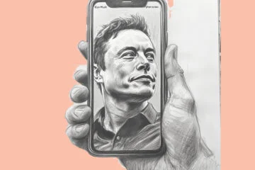 A picture of Elon Musk on a phone screen (Elon Musk’s AI, Aurora, Can Generate Graphic Content )