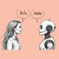 A robot and a woman speaking Spanish to each other (Langotalk Review)