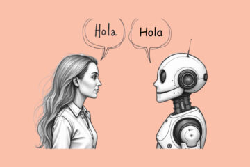 A robot and a woman speaking Spanish to each other (Langotalk Review)