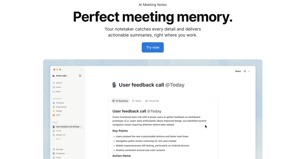 best ai note taking app Notion