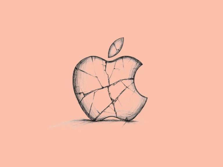 A cracked Apple logo (The Public May Never Trust The Apple AI Feature Again)