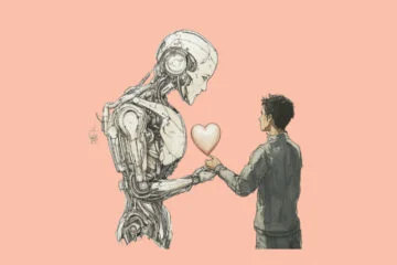 A man giving a robot a heart (You Can Now Give ChatGPT a Personality)