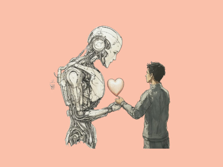 A man giving a robot a heart (You Can Now Give ChatGPT a Personality)