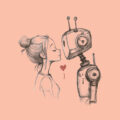 A woman and a robot in love (AI Love Scam: How a Woman Lost €830,000 to a Brad Pitt Impersonator)