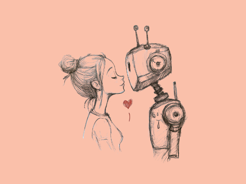 A woman and a robot in love (AI Love Scam: How a Woman Lost €830,000 to a Brad Pitt Impersonator)