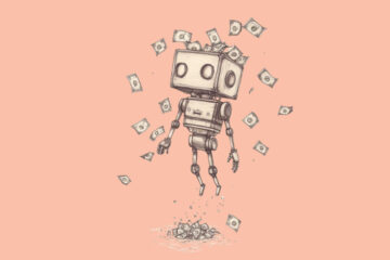 A robot with loads of money (AI Apps Break Records: $1.1 Billion in Consumer Spending in 2024)