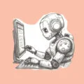 A robot writing on a computer screen (A Jasper AI Review: Is This a Cheat Code for writing?)