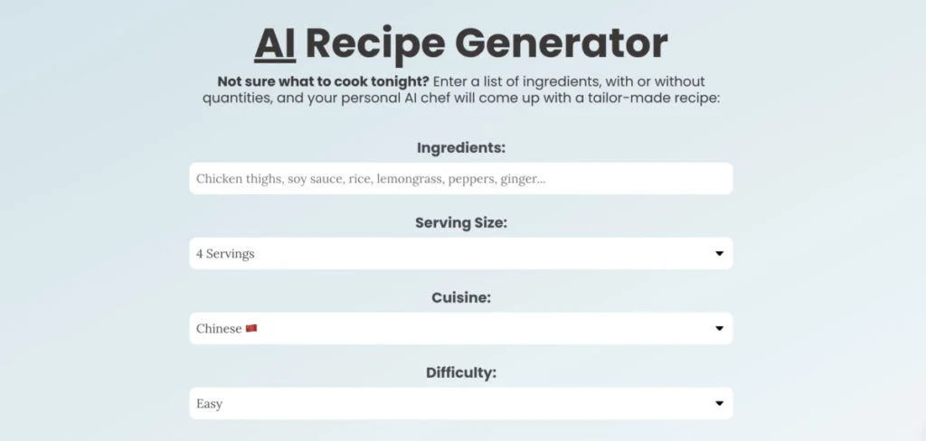 ai recipe generator