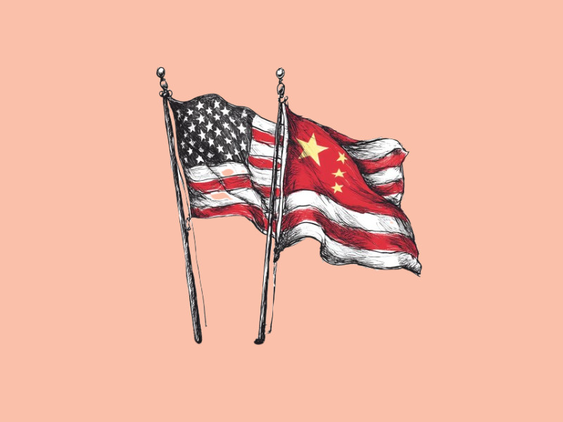 Flags of China and the United States (Apple Joins Forces With Alibaba After Snubbing DeepSeek)