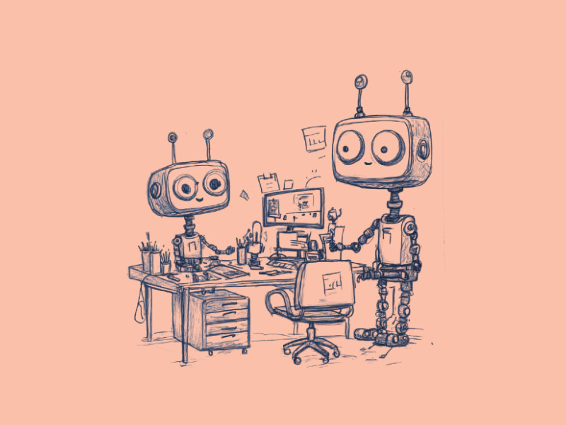 Two robots working in an office (Top AI Companies 2025)