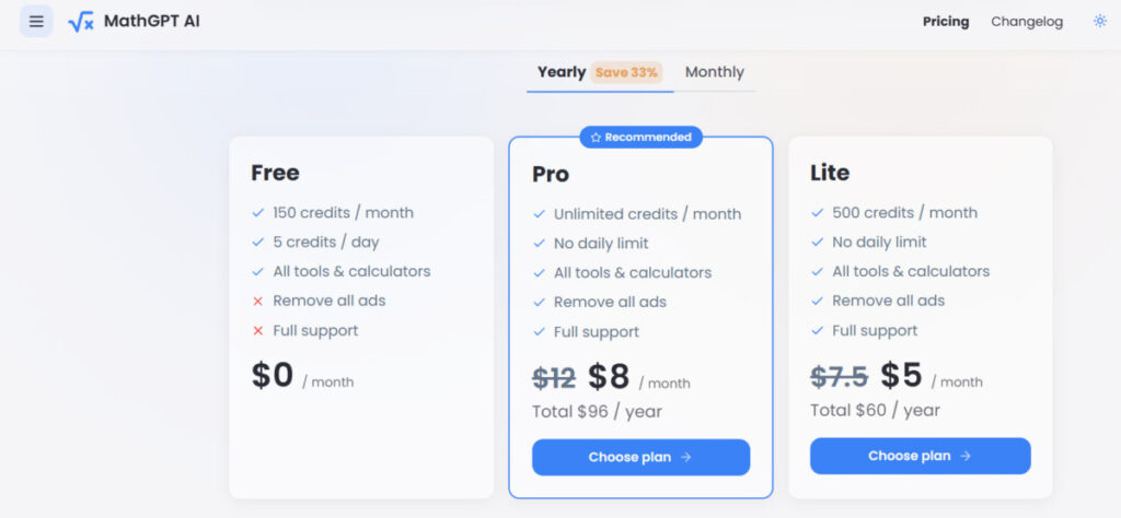 MathGPT review: Pricing