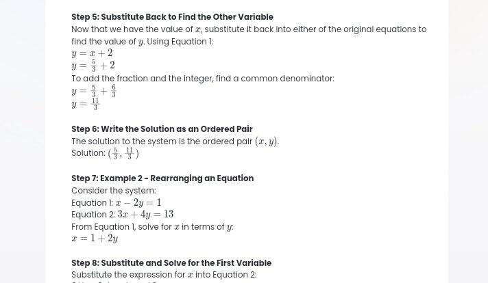 Examples of simultaneous equations