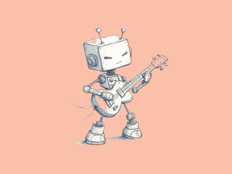 A robot playing the guitar (Soundcloud)