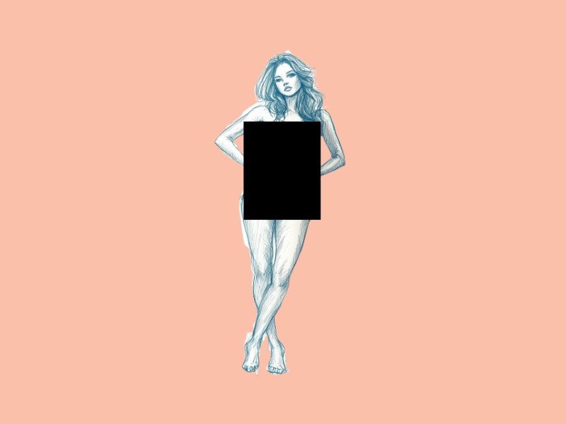 A woman with blurred out body parts (Deepnude AI)