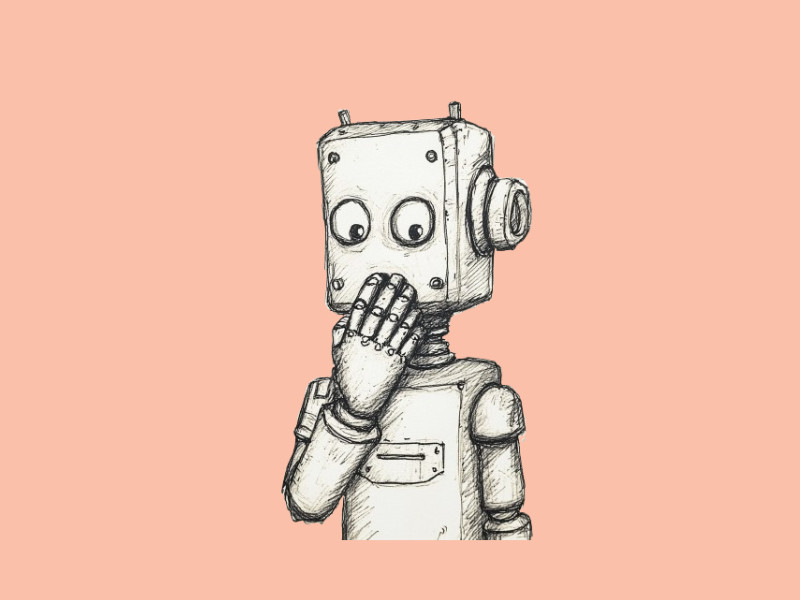 A robot with a hand over its mouth (DeepSeek got quieter)
