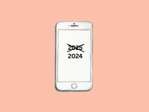 A phone displaying the wrong current year (Google AI overviews gets the current year wrong)