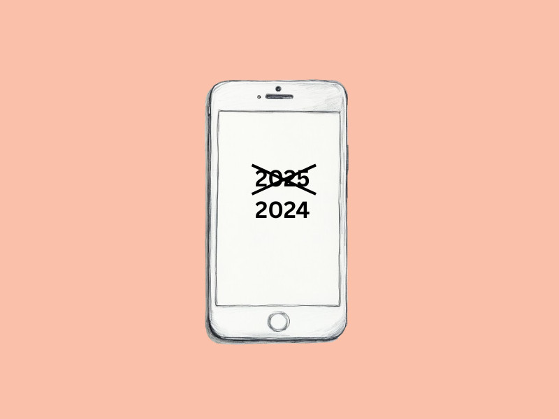 A phone displaying the wrong current year (Google AI overviews gets the current year wrong)