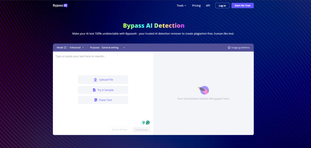 Bypass AI homepage