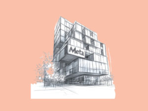 An AI-generated pensil sketch of the Meta building
