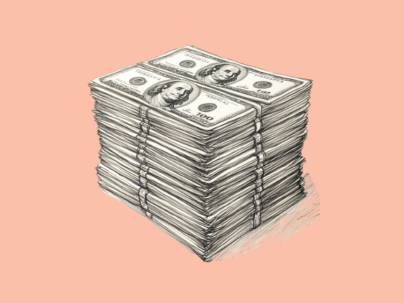 A stack of dollar bills (Sword Health)