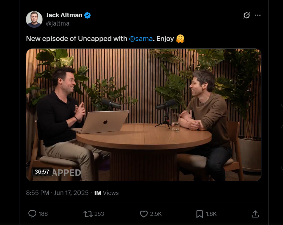 Sam Altman confirms Meta's attempt in a podcast with his brother