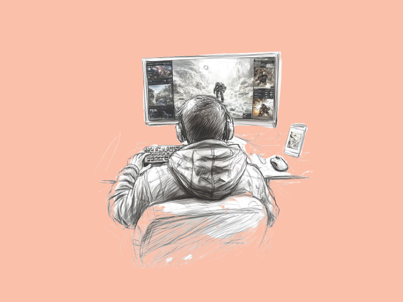 A gamer playing an AI game