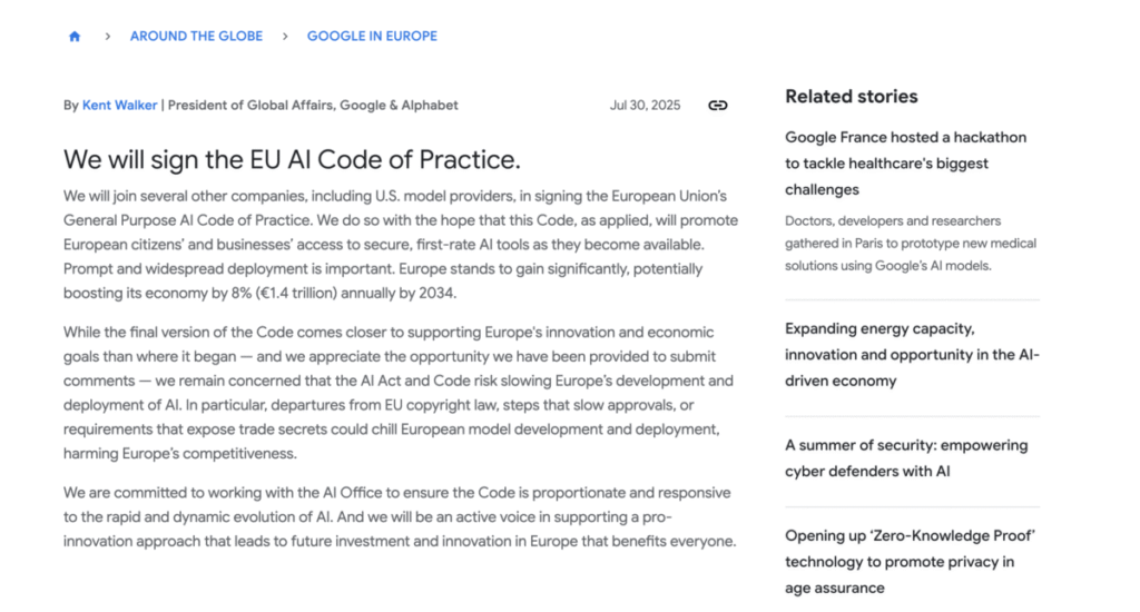 EU’s AI code of practice