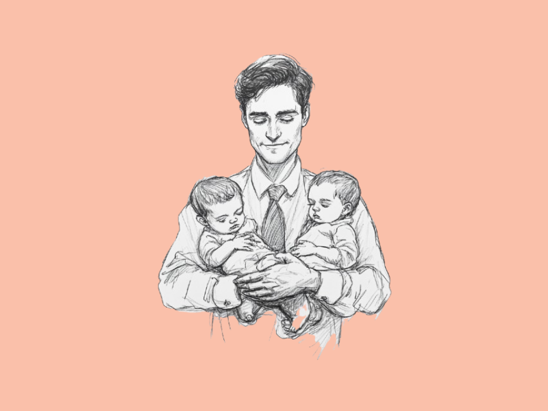 A man holding two babies (Robert Keele quits xAI for family)