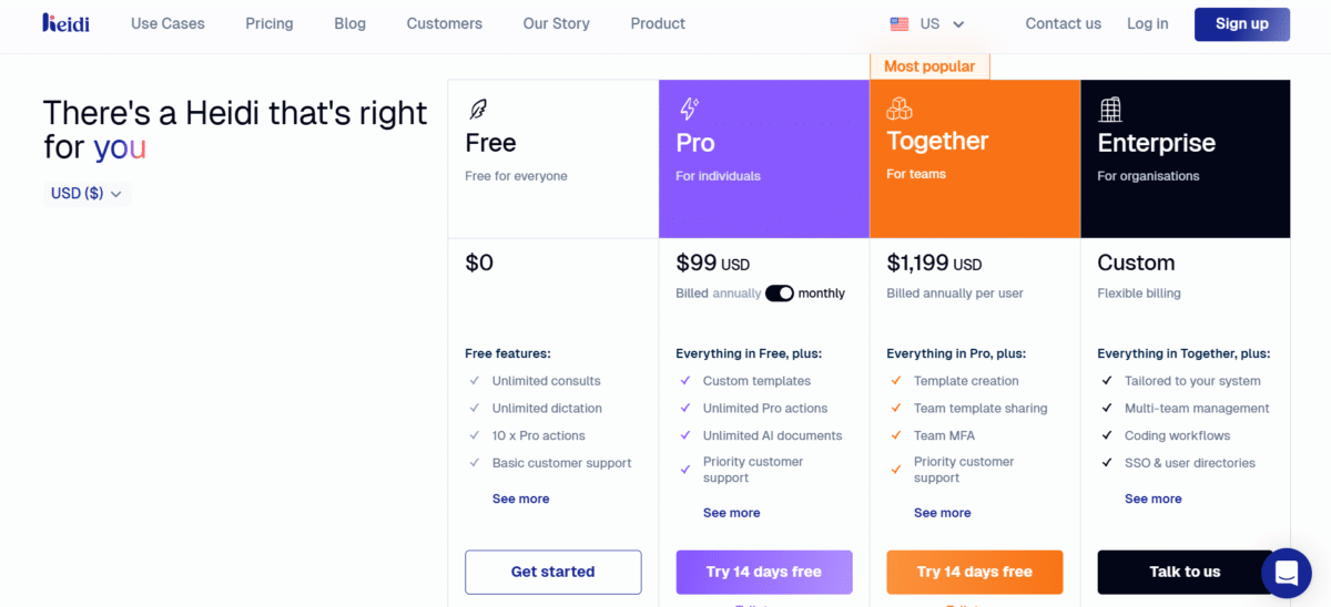 Heidi Health pricing