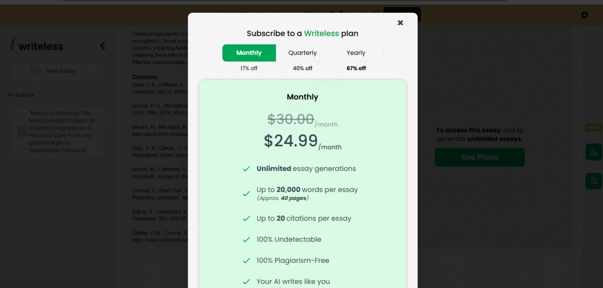 Writeless AI pricing