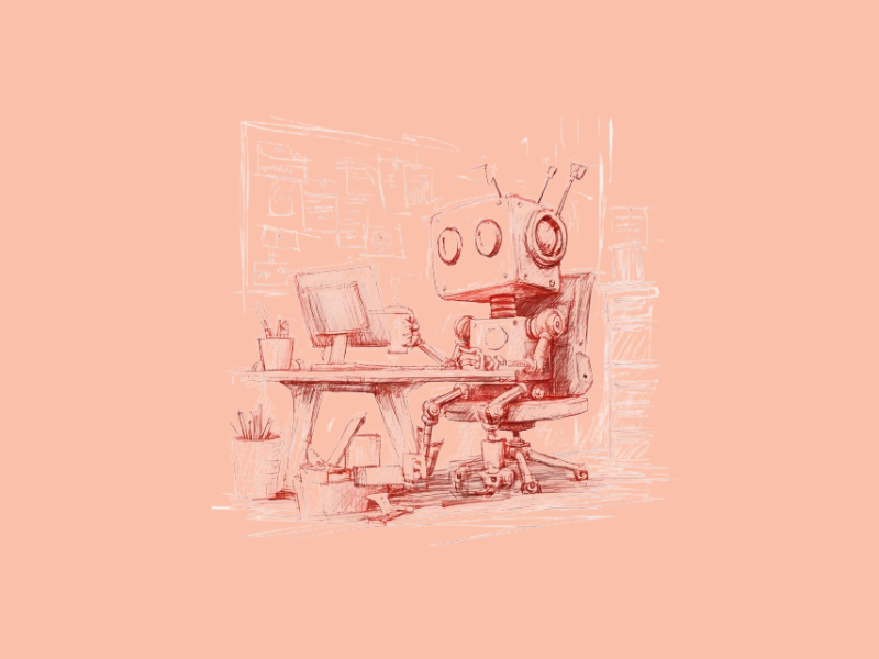 An AI robot working in an office