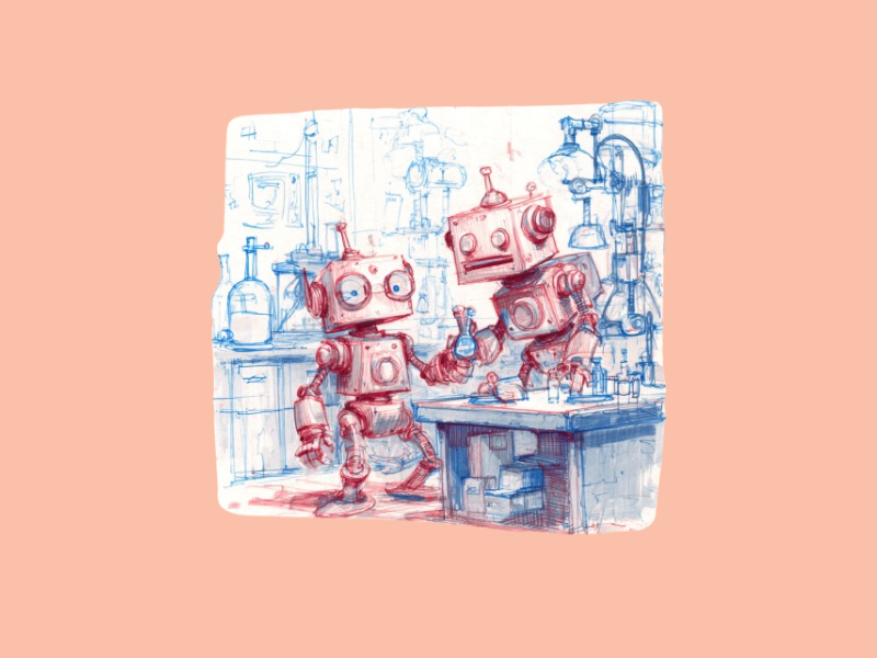 Two robots in an AI lab