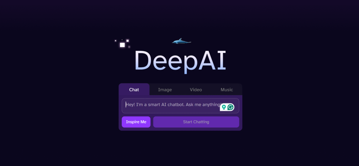DeepAI's homepage