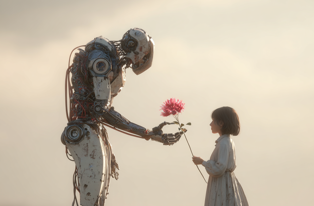 A romantic meeting between a robot and a girl 
