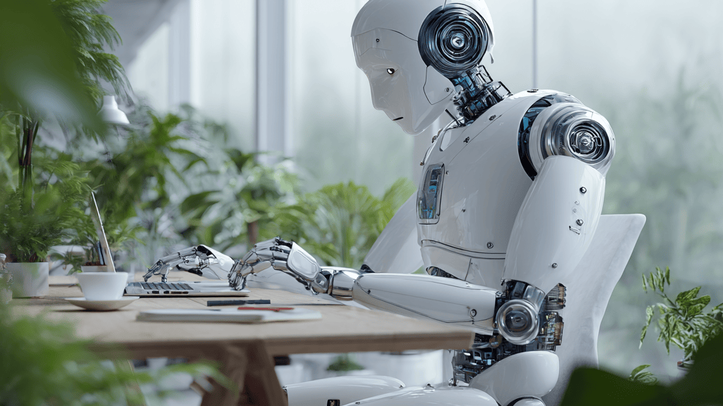 An AI robot working in an office