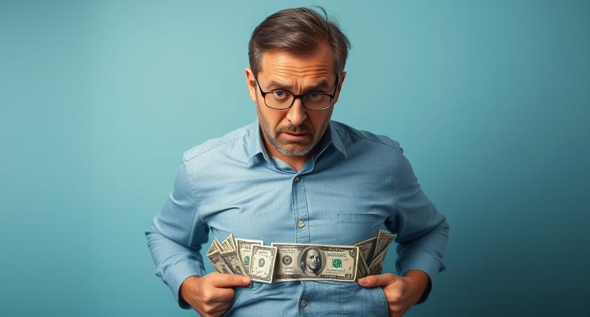 A man holding a stash of money 