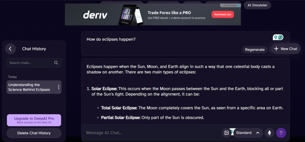 Generating text with DeepAI