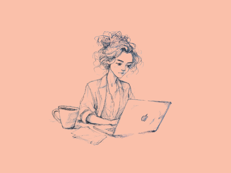 A woman working
