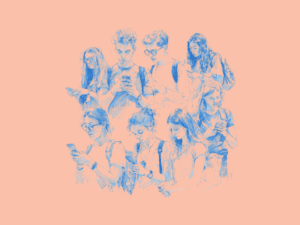 Teenagers on their phones