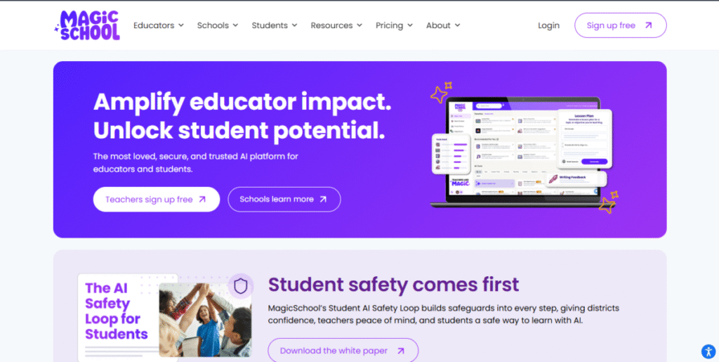 Magic School AI landing page