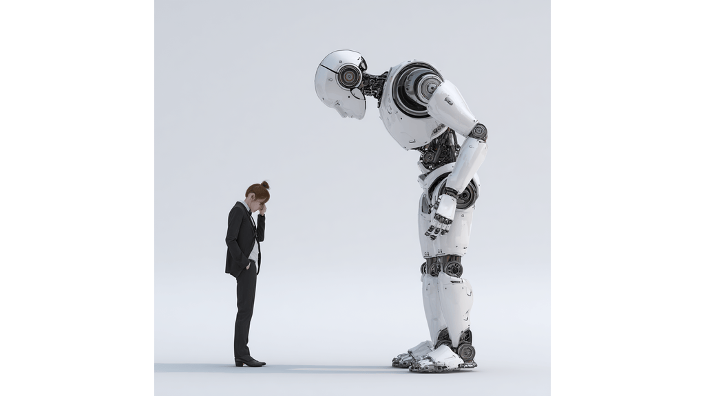 A woman frustrated with a robot