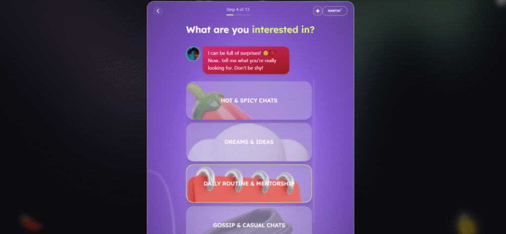 Creating a character on Nastia AI