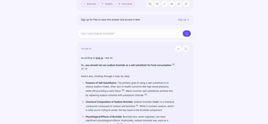 iAsk AI responding to a follow-up question
