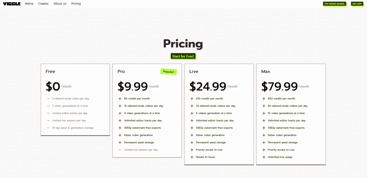 Viggle AI pricing