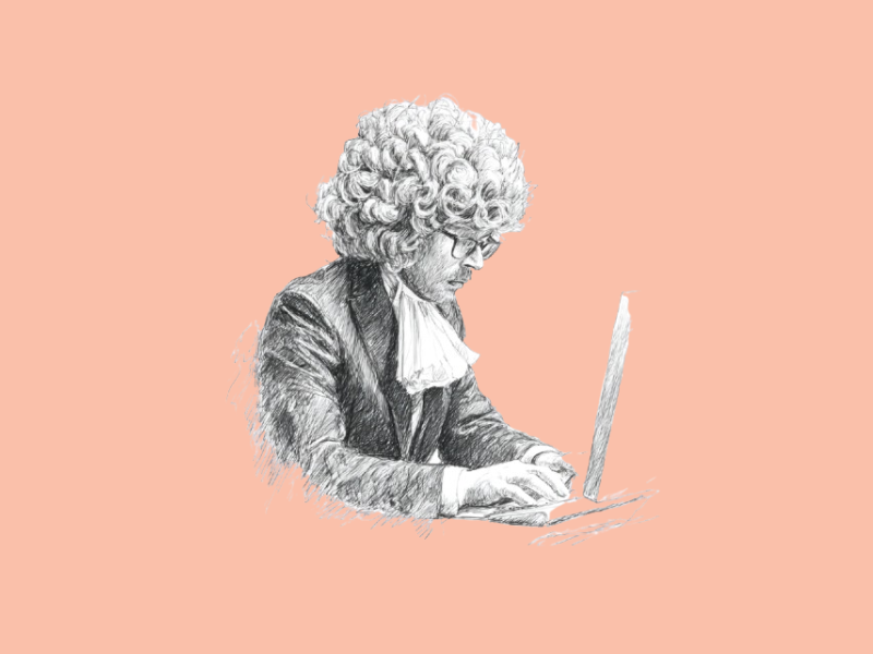 A lawyer using a computer